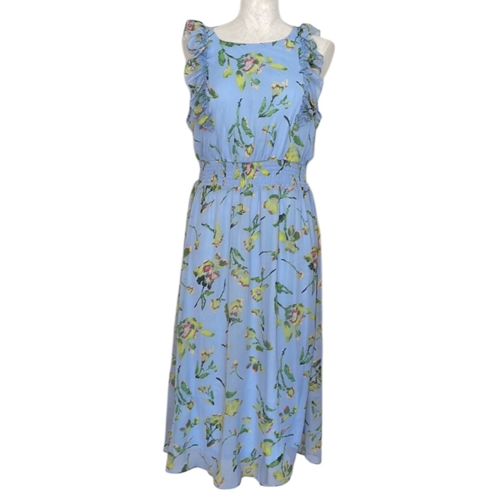 Adyson Parker Floral Maxi‎ Dress Womens Medium Sleeveless Plein Air Combo Blue